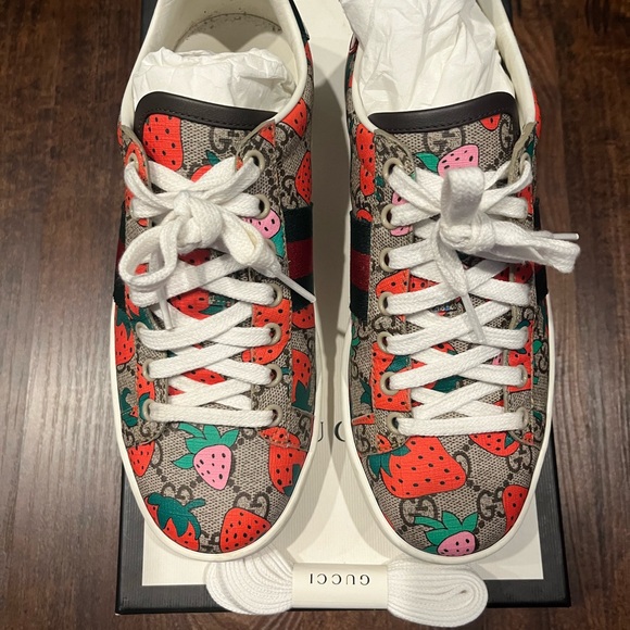 Gucci Shoes - Gucci Strawberry Patterned Sneakers